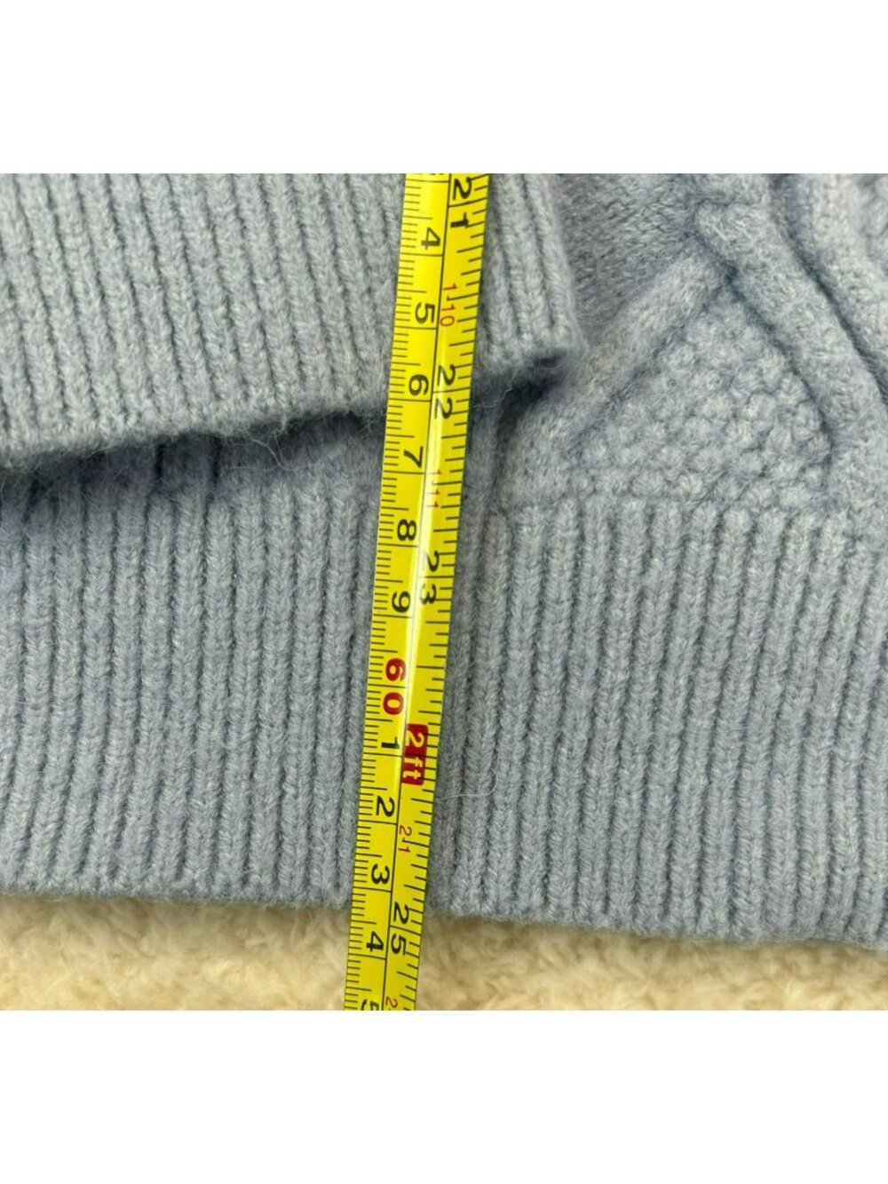 Aelfric Eden Mens Cable Knit Sweater Blue Size L Cotton Blend Crew Neck - Picture 2 of 5